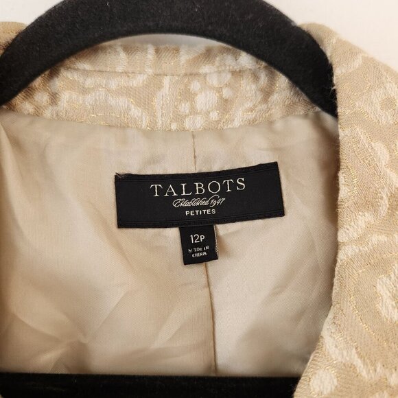 Talbots Gold Metallic Blazer Jacket Button Front Career Women's Petite 12 (12P) - Picture 6 of 7